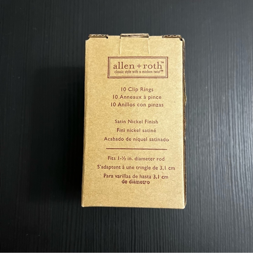 NEW Allen + Roth 10 Curtain Rings Satin Nickel New In Box - Picture 2 of 2